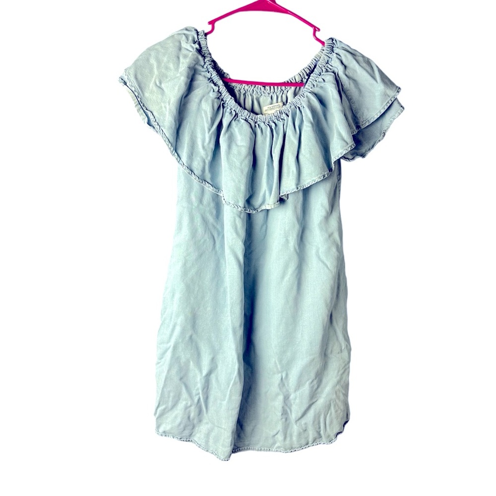 Zara Woman Premium Denim Collection Off Shoulder Mini Dress